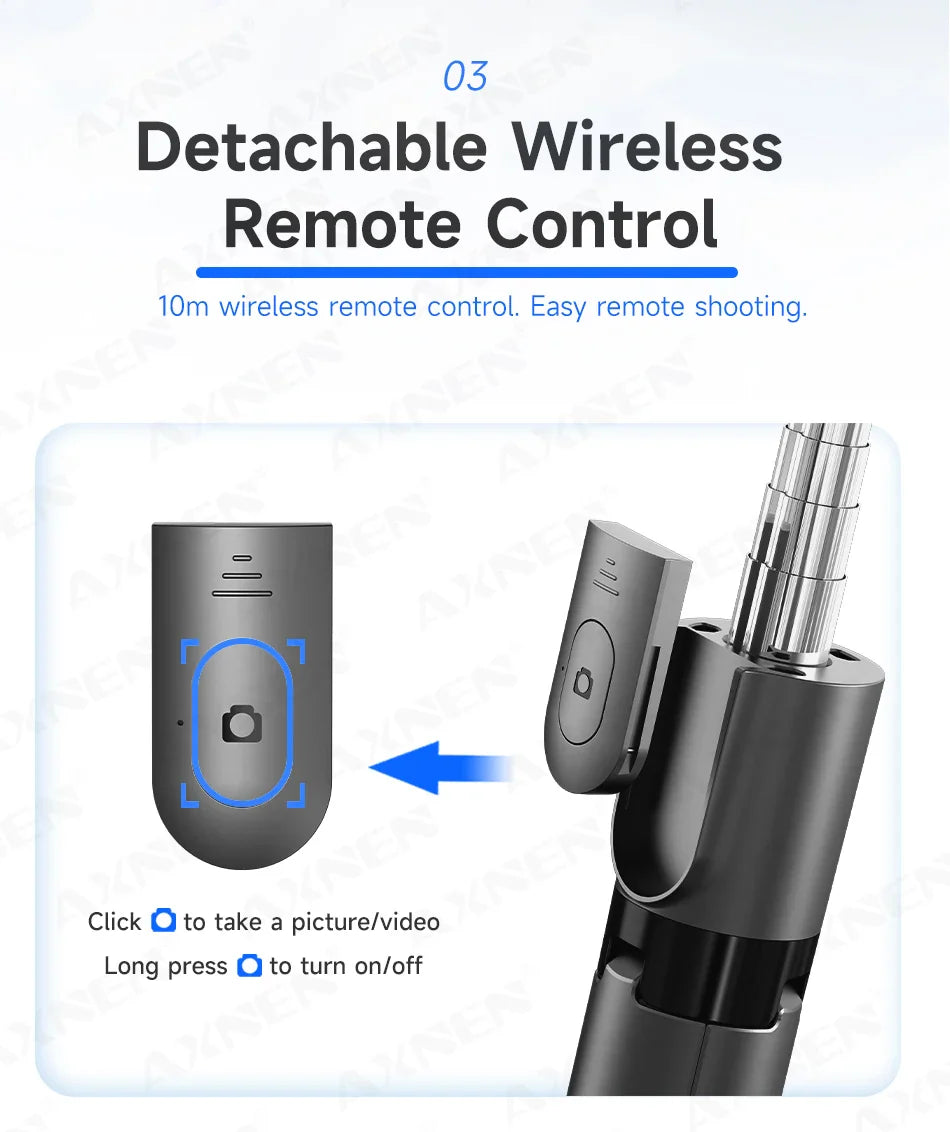 Bluetooth Selfie Stick Tripod with Wireless Remote and Phone Holder – Adjustable Desktop Stand for iPhone & Android, Optional Fill Light