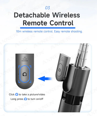 Bluetooth Selfie Stick Tripod with Wireless Remote and Phone Holder – Adjustable Desktop Stand for iPhone & Android, Optional Fill Light