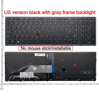 HP ZBook 15 G3/G4 & 17 G3/G4 Backlit Replacement Keyboard – AR/RU/US Layout with Frame (9Z.NCGBC.001 NSK-C87C-01) for Laptop Repair and Upgrade