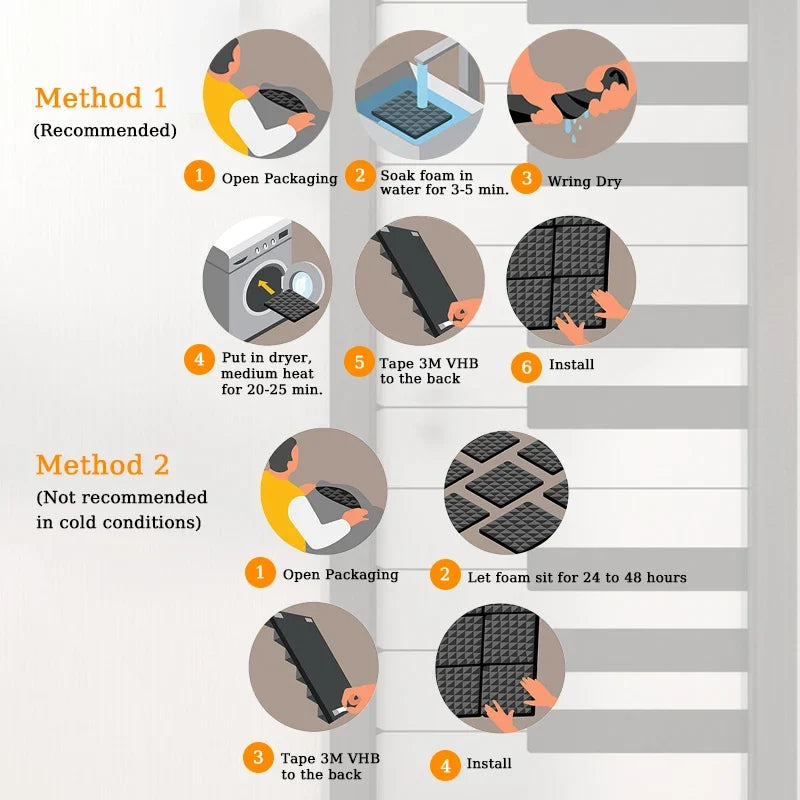 TOUO Acoustic Foam Panels - Sound Absorbing Wall Tiles for Studio Recording, Home Theater & Noise Reduction Treatment