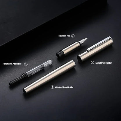 Jinhao 35 Fountain Pen — All-Steel Luxury EF/F Nib for Calligraphy, Writing, Office & School Supplies