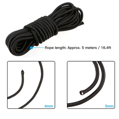 5 Meters 4mm/5mm Kayak Elastic Bungee Cord – Paddle Holder, Deck Rigging & Rear Securing Rope for Boats
