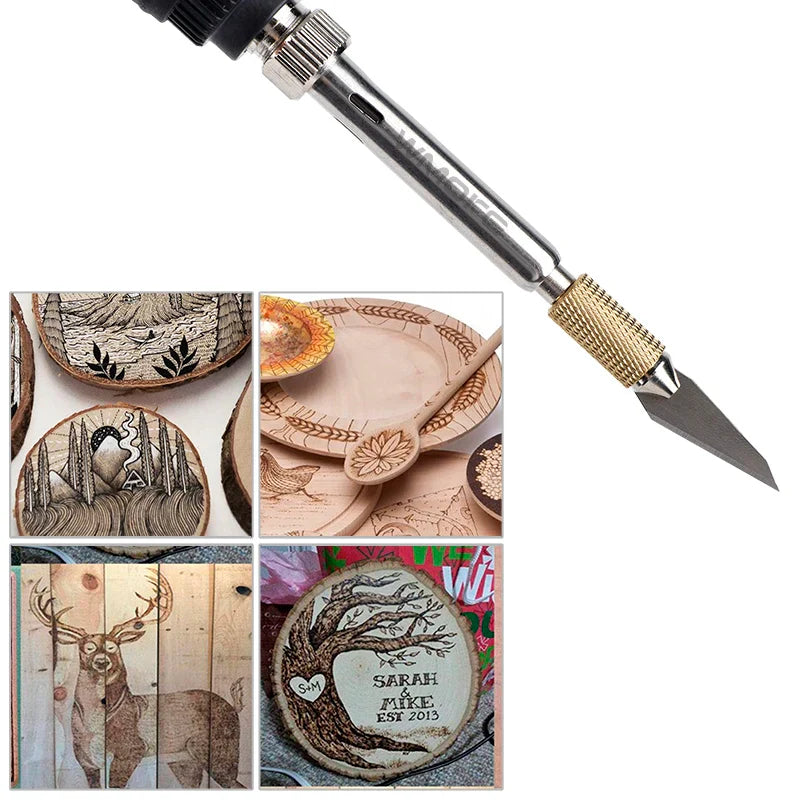 JCD 80W Electric Engraving & Soldering Pen – Wood Burning Pyrography Kit with 28 Craft Tips (908S)