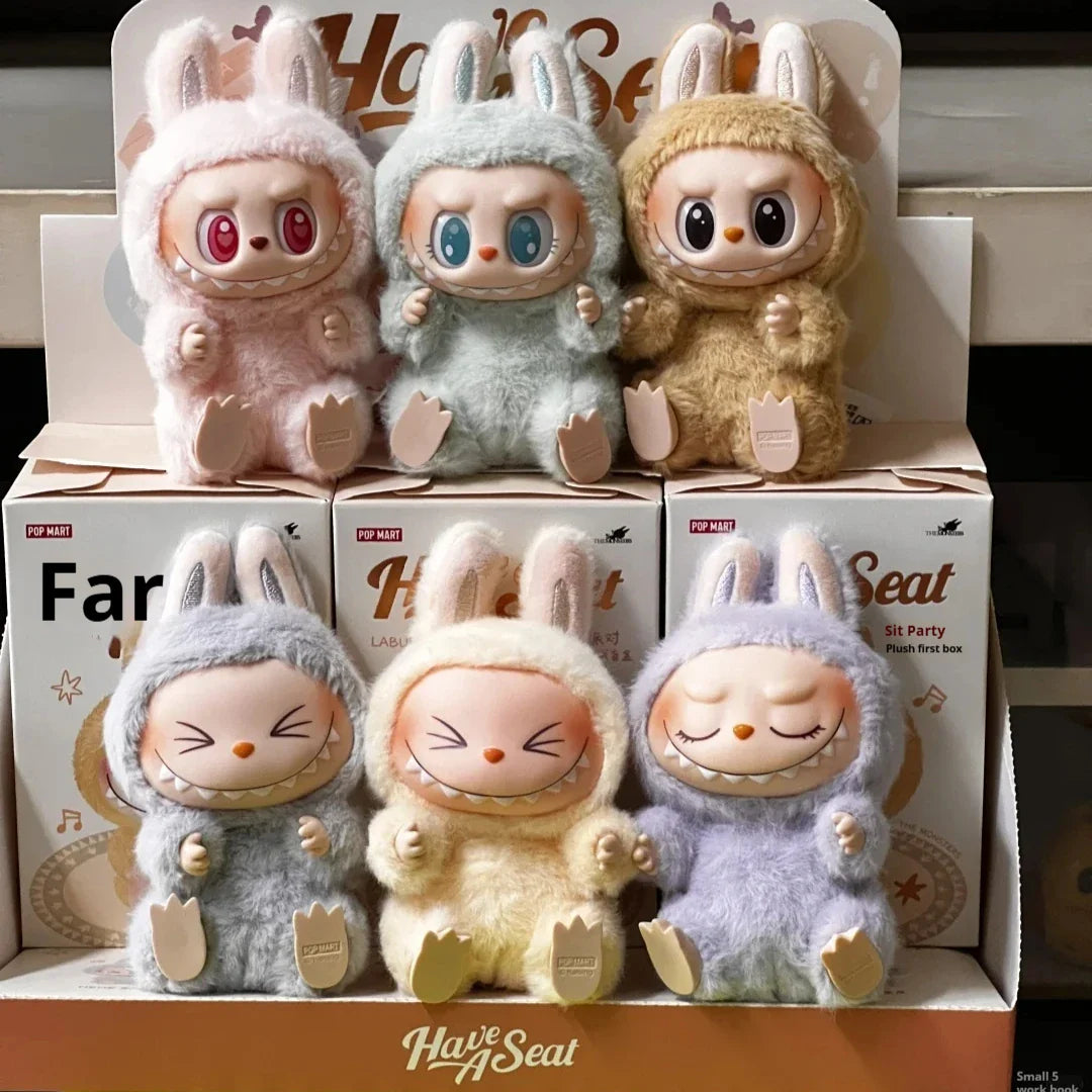 12pcs Mini Labubu V1 & V2 “Have A Sit” Figures – Cute Flocking Doll Collection & Decor Accessories