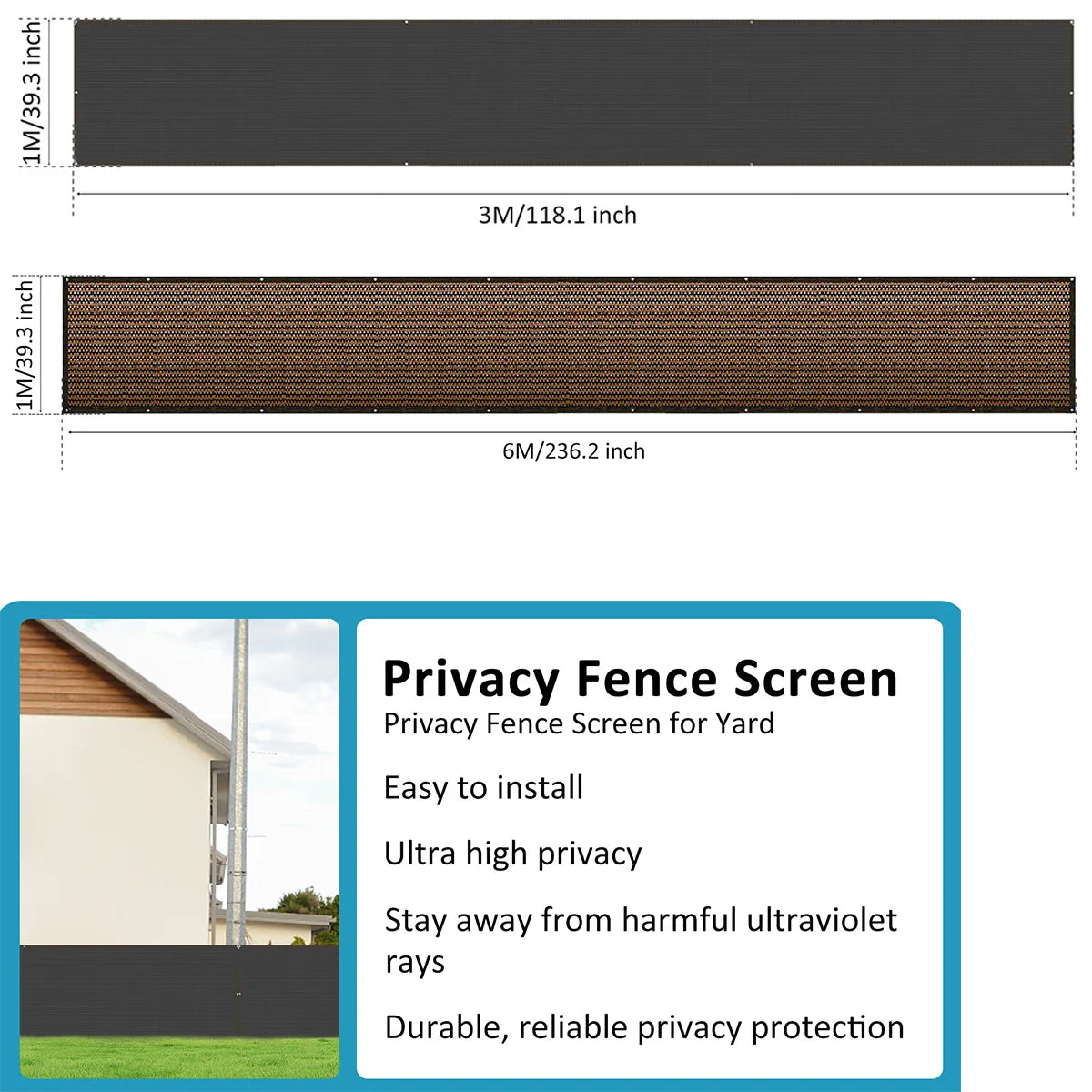 Balcony Privacy Fence Netting – 1×3m / 1×6m Sun Shade Mesh Screen Cover for Garden, Courtyard & Outdoor Fence Protection (1–2 PCS)
