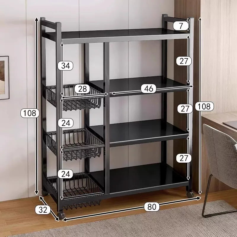 Multi-Tier Freestanding Kitchen Storage Shelf – Movable Vegetable, Snack & Grocery Organizer Rack, Bathroom Storage Solution