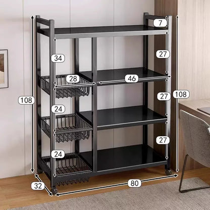 Multi-Tier Freestanding Kitchen Storage Shelf – Movable Vegetable, Snack & Grocery Organizer Rack, Bathroom Storage Solution