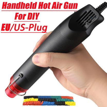 220/110V Hot Air Gun DIY Tool - Mini Soldering Blower with Temperature Control, Shrink and Supporting Seat for Crafts