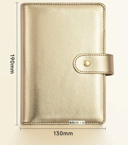 A6 Gold Ring Budget Planner Binder – Gold, Purple & Black with Zipper Cash Envelopes for Money Organization