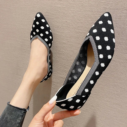 Women’s Pointed Flat Shoes - Comfortable Knitted Elastic Casual Fashion Shoes for Spring & Autumn Wear