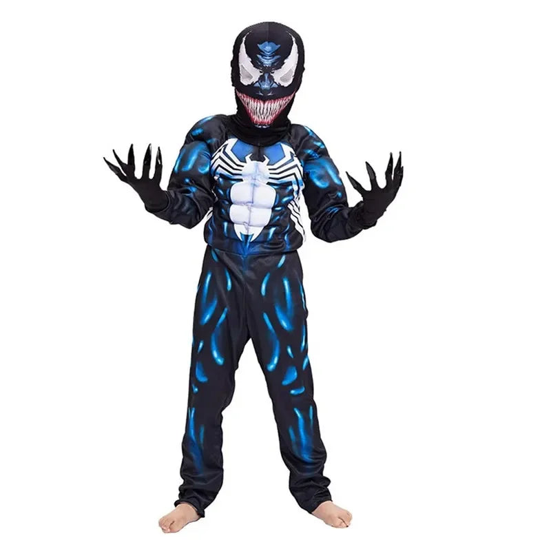 Kids Black Spider Costume - 3D Spandex Superhero Jumpsuit for Halloween Cosplay & Dress-Up