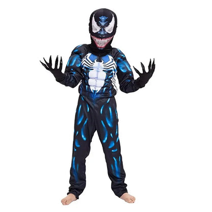 Kids Black Spider Costume - 3D Spandex Superhero Jumpsuit for Halloween Cosplay & Dress-Up