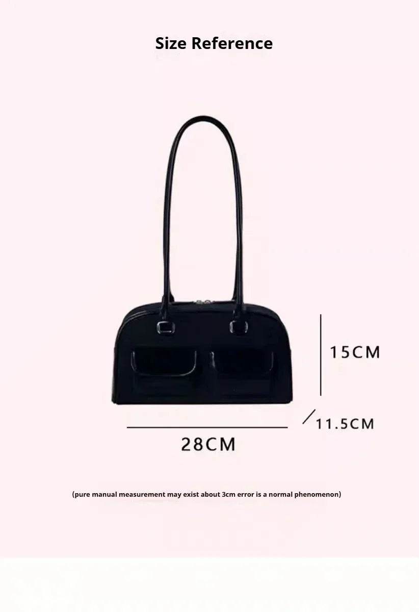 Korean Xu Yunzhen Sane Style Bowling Bag — Oil Boston Tote Underarm Bag for Women