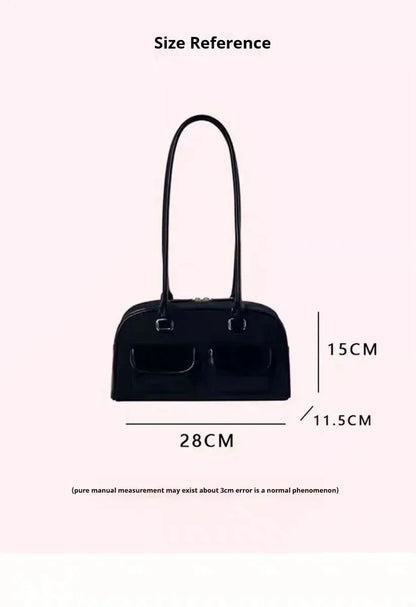 Korean Xu Yunzhen Sane Style Bowling Bag — Oil Boston Tote Underarm Bag for Women