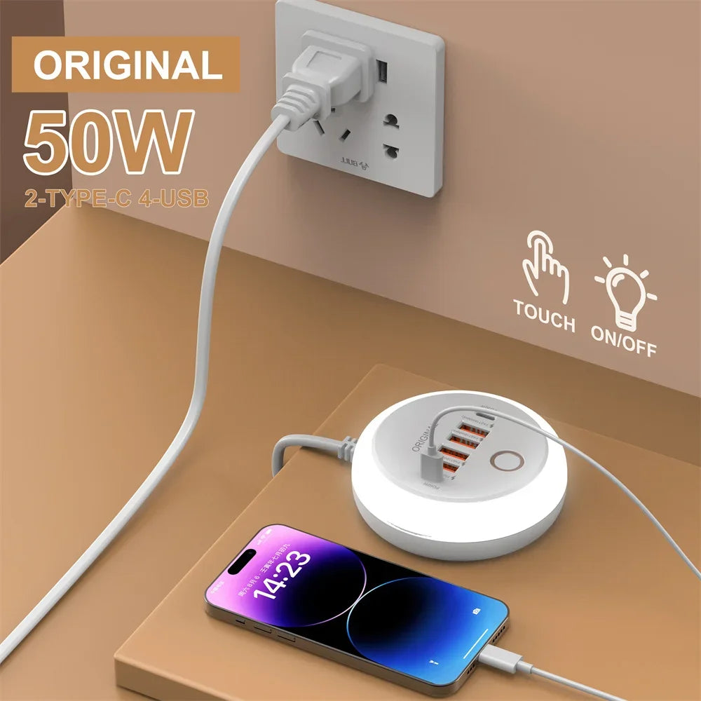 50W USB-C Power Strip Charger - Multi-Port Fast Charging Wall Adapter for iPhone 12/13 & Mobile Devices