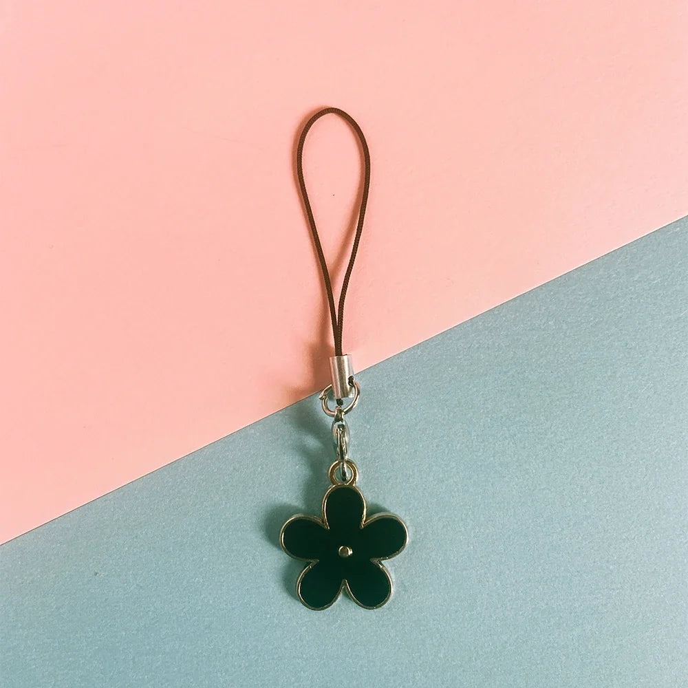 Enamel Flower Phone Lanyard - Floral Keychain Strap Bag Pendant Accessory Gift for Girls