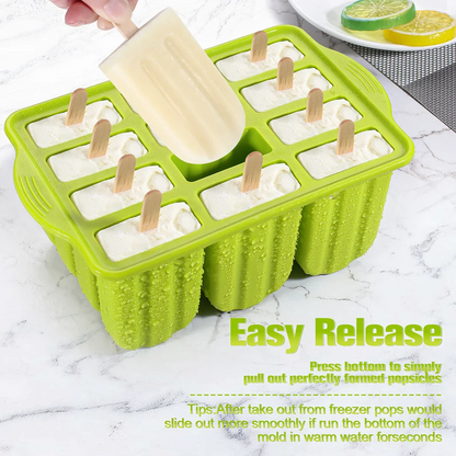Summer Ice Cream Tools with Wooden Sticks - Silicone Popsicle Molds for Custom Mini Ice Cream Popsicles