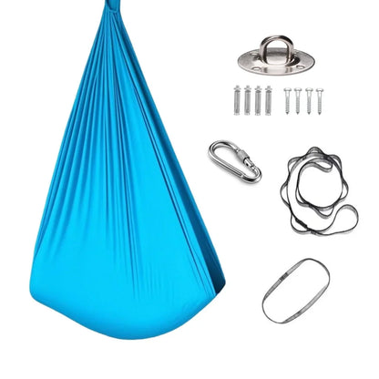 1.5x2.8m Elastic Swing Hammock – Indoor & Outdoor Aerial Yoga Swing with Adjustable Fabric & Hardware for Adults
