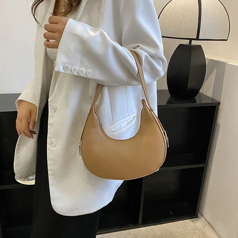 Fashion Luxury PU Leather Hobo Shoulder Bag – Small Clutch Handbag, Underarm Purse, Travel Tote for Women