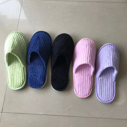 5 Pairs Mix Color Disposable Hotel Slippers – Cotton Non-Slip Slides for Men & Women Home, Travel, SPA & Hospitality Use
