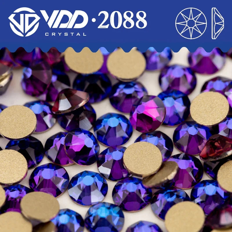 VDD Non Hot Fix Crystal Nail Art Rhinestones - 2088 Flower Flatback Gems for DIY Nail Decorations
