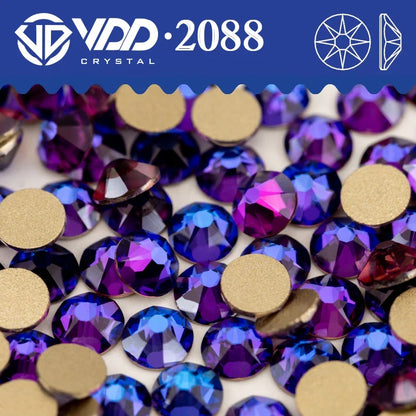 VDD Non Hot Fix Crystal Nail Art Rhinestones - 2088 Flower Flatback Gems for DIY Nail Decorations