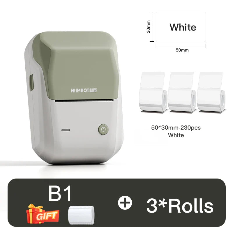NIIMBOT B1 Portable 2-Inch Thermal Label Printer – Mini Bluetooth Adhesive Sticker Maker for Smartphone & PC