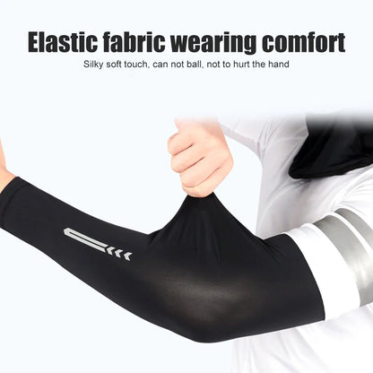 1 Pair Ice Fabric UV Protection Arm Sleeves: Breathable Cooling for Fitness, Basketball, Cycling - UPF 50