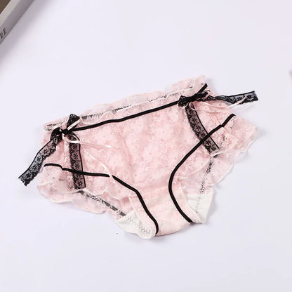 Plus Size Lace Briefs - Sweet Bow Ruffle Kawaii Japanese Style Women's Underwear