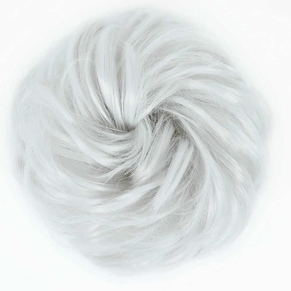 Azqueen Synthetic Messy Bun Chignon – Gray Brown Hair Bun Pad with Elastic Rope & Rubber Band Hair Extensions