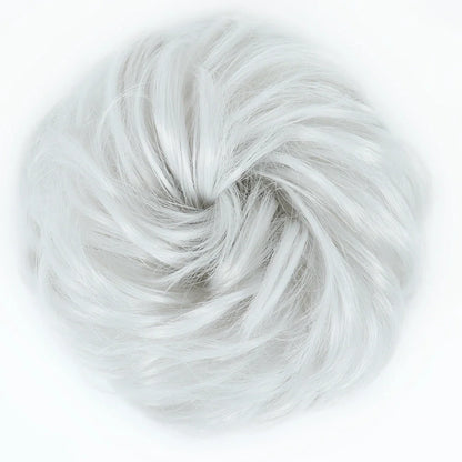 Azqueen Synthetic Messy Bun Chignon – Gray Brown Hair Bun Pad with Elastic Rope & Rubber Band Hair Extensions