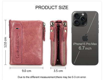 CONTACT'S Genuine Leather Short Wallet for Women — Luxury Designer Card & Coin Holder, Mini Money Clip Wallet with Free Shipping