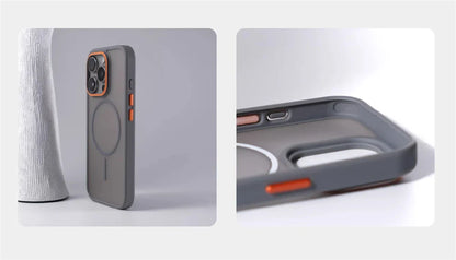 Luxury Matte Translucent MagSafe Case — Shockproof Wireless Charging Cover for iPhone 12–17 Pro/Max/Plus