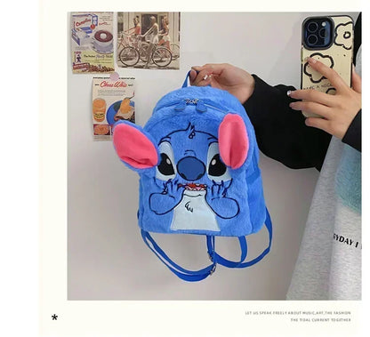 Disney Blue Stitch Plush Backpack – Large-Capacity Cartoon Bag for Kids & Kindergarten Gift
