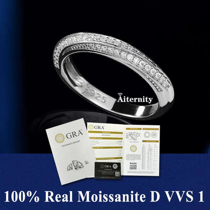 100% Pass Diamond Tester Pen & Moissanite Ring – Matching 925 Sterling Silver Wedding Band for Women