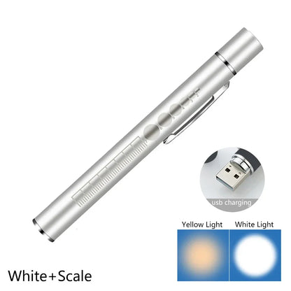 USB Rechargeable Medical Pen Light | Mini Nursing LED Flashlight with Stainless Steel Pocket Clip
