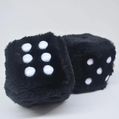 Long Hair Hot Stamping Dot Dice Plush Toy Cube – Anime Car Ornament & Decoration Pendant Accessory
