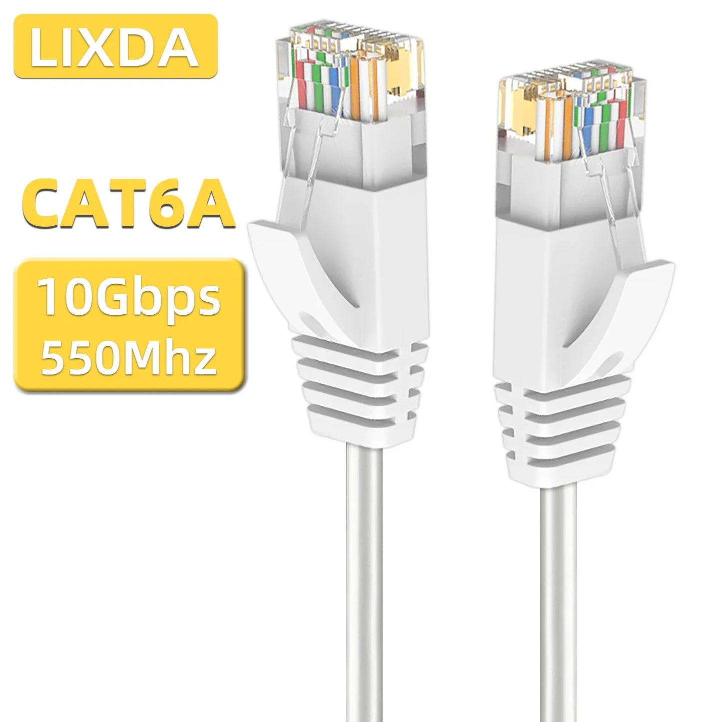 Ultra Slim Cat6A Ethernet Cable – 10Gbps 550MHz UTP LAN Patch Cable for Router & Modem