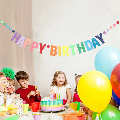 Rainbow Happy Birthday Banner – Paper Garland Kids 1st Birthday Party Hanging Flags, Rainbow Theme Decorations