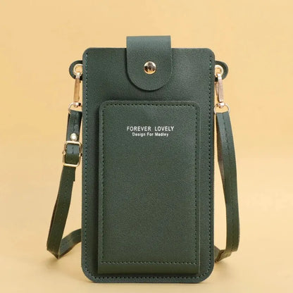Women's Soft Leather Wallet Crossbody Bag – Touch Screen Phone Purse with Shoulder Strap