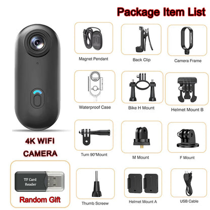 POV 4K Magnetic Sports Action Camera – 30M Waterproof Mini Body Cam with WiFi 2.4G Wireless, Helmet & Motorcycle Vlog Camera for Cycling & Outdoor Use