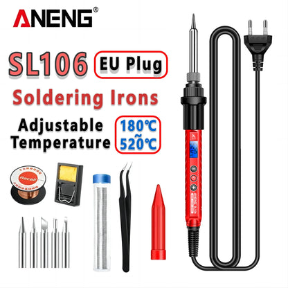 ANENG SL106 Electric Soldering Iron – Adjustable Temperature Welding & Rework Station with Heat Pencil Tip, 110V/220V