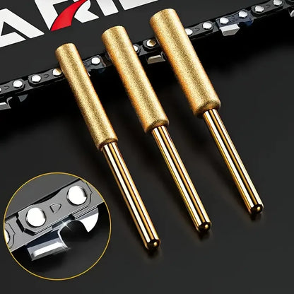 12PCS Diamond Chainsaw Sharpener Set – Titanium Coated Corundum Rotary Burr Stones for Chainsaw Sharpening, Jade Carving & Grinding Tool Kit