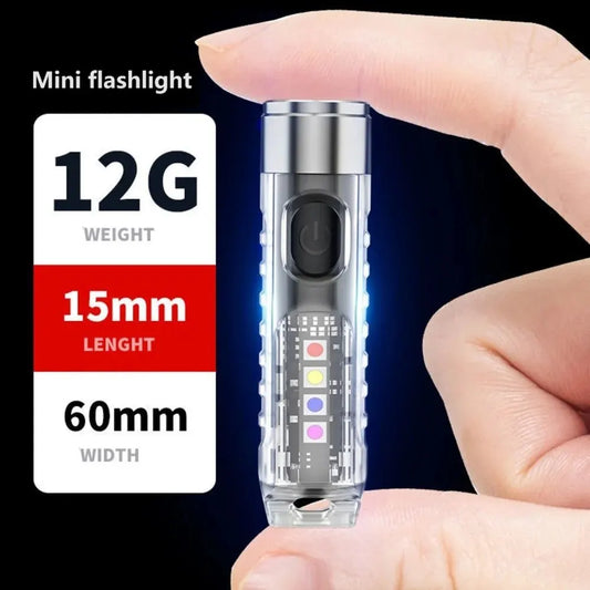 Rechargeable Mini Keychain Flashlight - 10 Modes, Magnetic Base, Ideal for Camping and Outdoor Activities