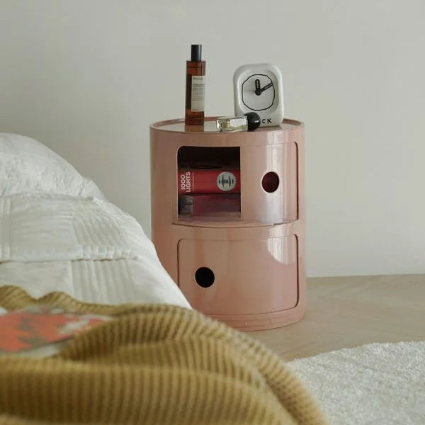 Nordic Round Bedside Table – Mini 2/3/4/5 Layer Cute Storage Cabinet, Creative Living Room & Bedroom Furniture