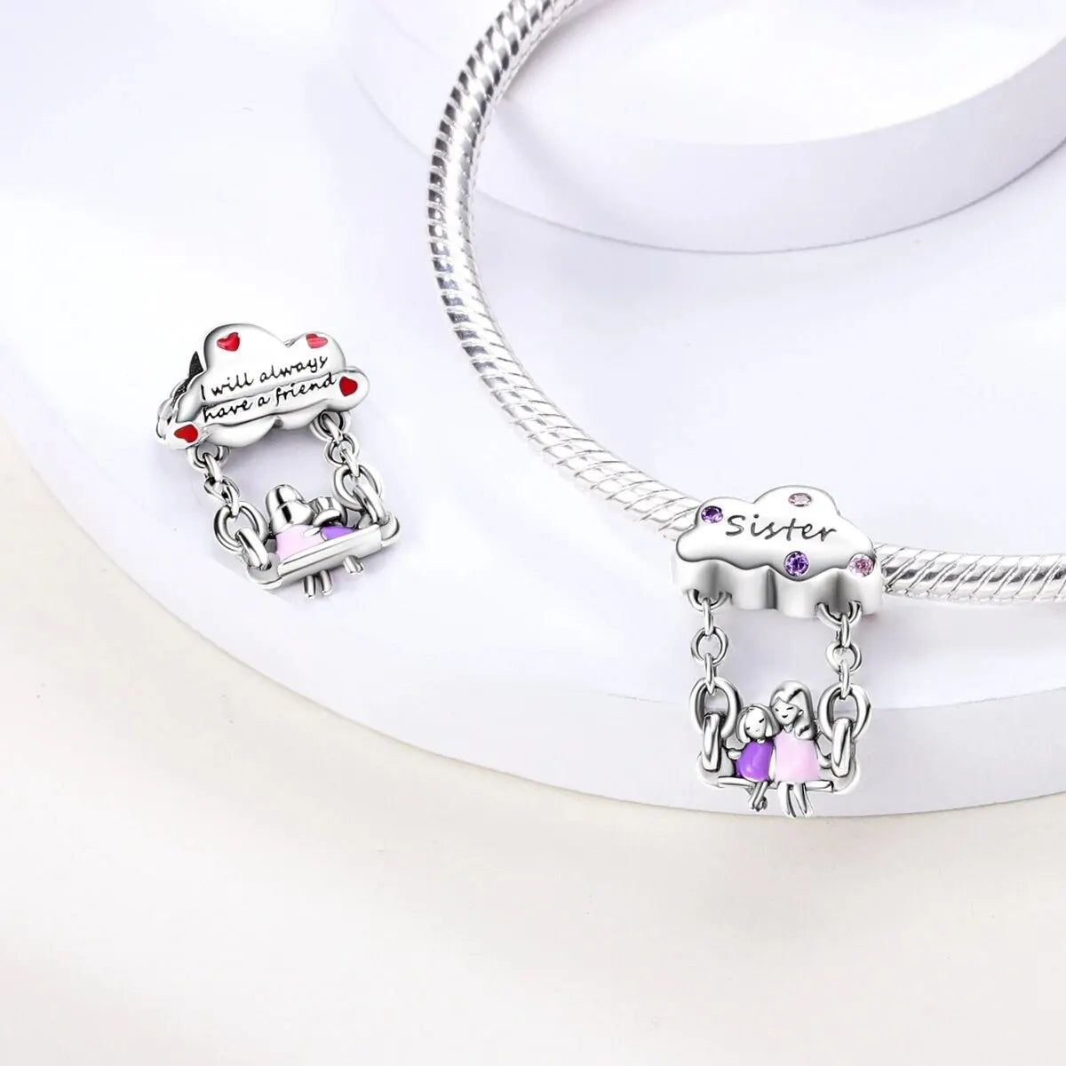 MULA Chameleon Silver-Plated Charm with Color-Changing Crystal Ball - DIY Snake Chain Bracelet Jewelry Gift for Women