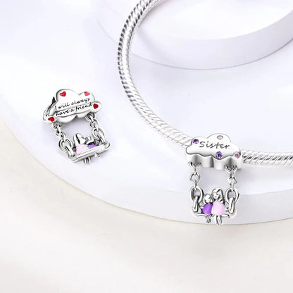 MULA Chameleon Silver-Plated Charm with Color-Changing Crystal Ball - DIY Snake Chain Bracelet Jewelry Gift for Women