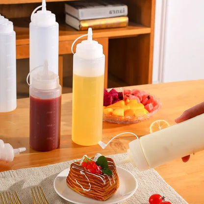 Large Squeeze Condiment Bottles with Nozzles – Ketchup, BBQ Sauce, Olive Oil Dispenser Bottles for Kitchen Use