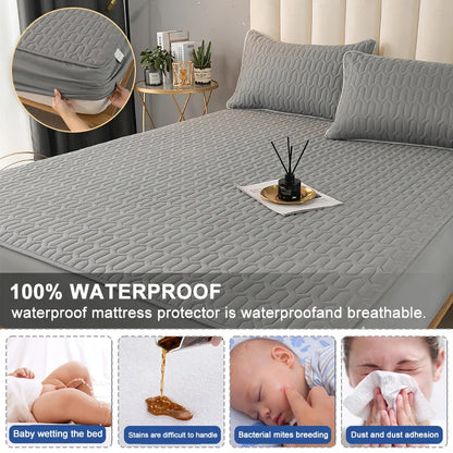 Waterproof Thick Quilted Mattress Cover — Latex Pad, Skin-Friendly Fitted Sheet Protector, 150/160/180x200cm