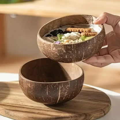 Natural Coconut Shell Bowl – Lightweight Fruit, Salad & Dessert Bowl Southeast Asia Tableware Set